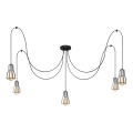 Suspension filaire TUBE 5xE27/15W/230V araignée noir/chrome brillant