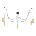 Suspension filaire TUBE 5xE27/15W/230V araignée noir/doré