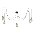 Suspension filaire TUBE 5xE27/15W/230V araignée noir/doré