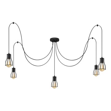 Suspension filaire TUBE 5xE27/15W/230V araignée noir
