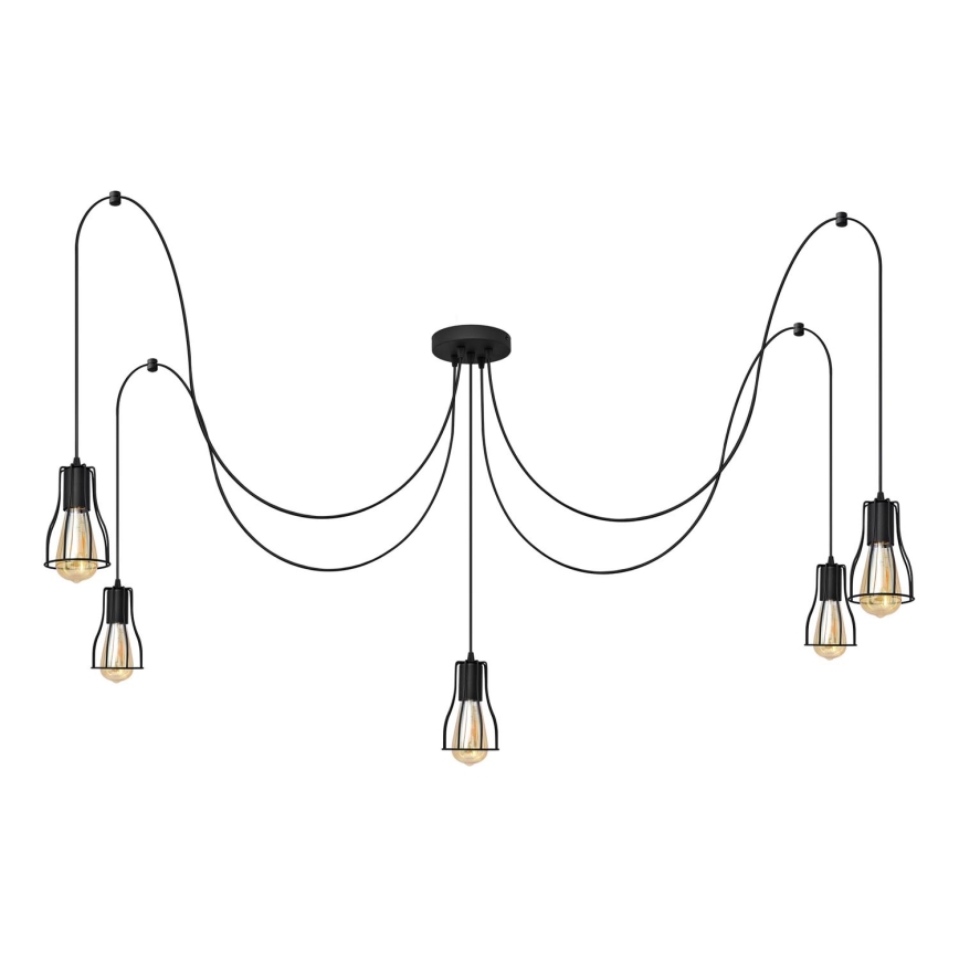 Suspension filaire TUBE 5xE27/15W/230V araignée noir