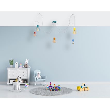 Suspension filaire TUBE 5xE27/20W/230V araignée