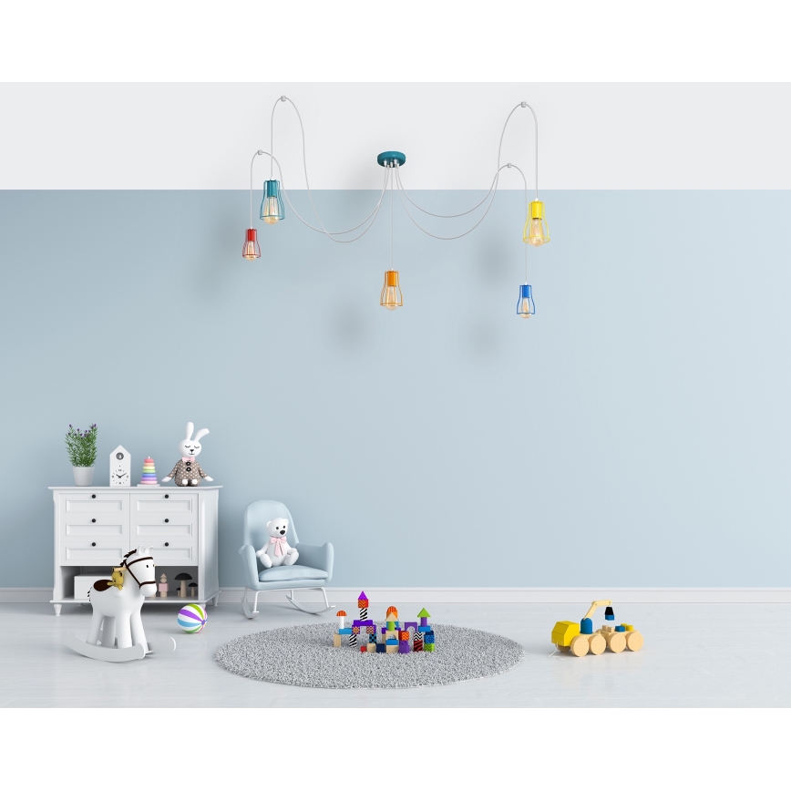 Suspension filaire TUBE 5xE27/20W/230V araignée