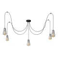 Suspension filaire TUBE LONG 5xE27/15W/230V noir/chrome brillant