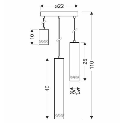 Suspension filaire TUBO 3xGU10/25W/230V