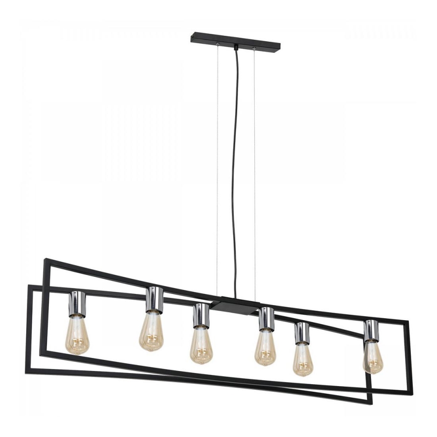 Suspension filaire TUNJA 6xE27/60W/230V noir/chrome brillant