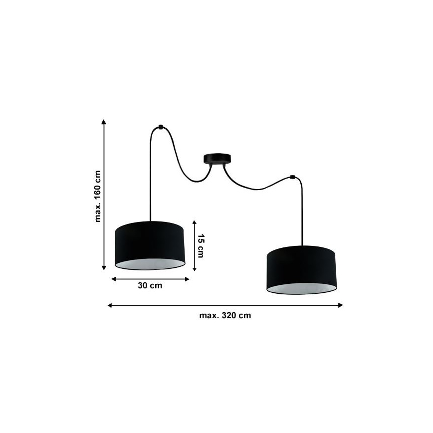 Suspension filaire TUZ 2xE27/60W/230V araignée