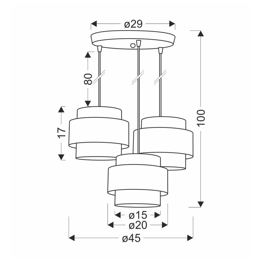 Suspension filaire TWIN 3xE27/40W/230V marron/noir