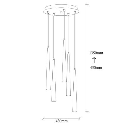 Suspension filaire UGUR 5xLED/3W/230V