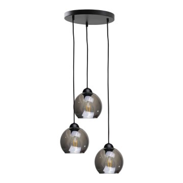 Suspension filaire UNO 3xE27/60W/230V noir/fumé
