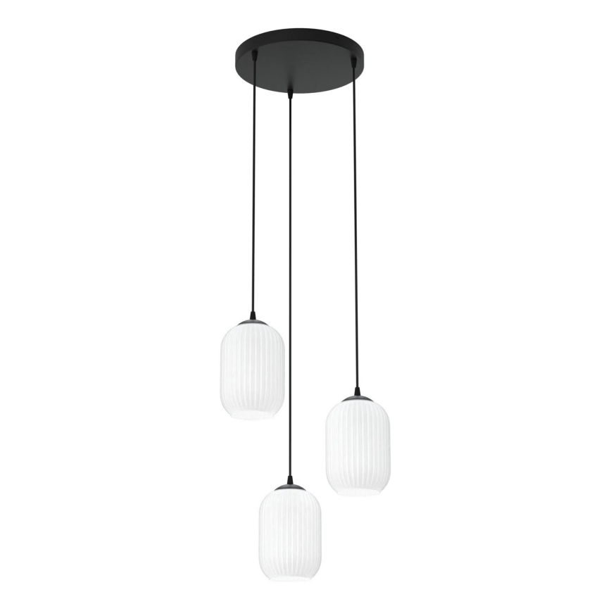 Suspension filaire VERDI 3xE27/15W/230V d. 30 cm noir/blanc