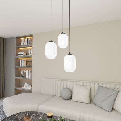 Suspension filaire VERDI 3xE27/15W/230V d. 30 cm noir/blanc