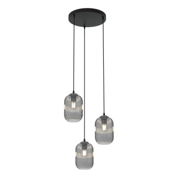 Suspension filaire VERDI 3xE27/15W/230V d. 30 cm noir/gris