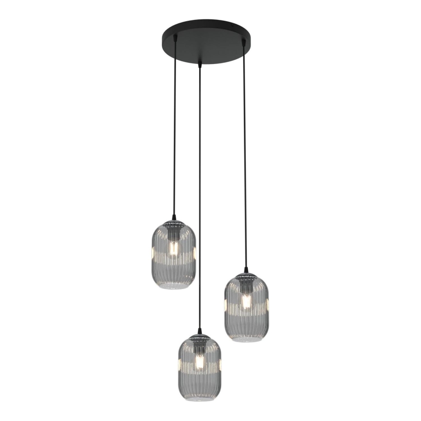 Suspension filaire VERDI 3xE27/15W/230V d. 30 cm noir/gris