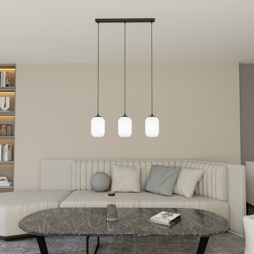 Suspension filaire VERDI 3xE27/15W/230V noir/blanc