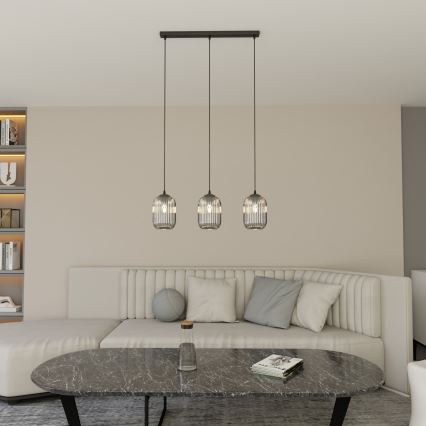Suspension filaire VERDI 3xE27/15W/230V noir/gris