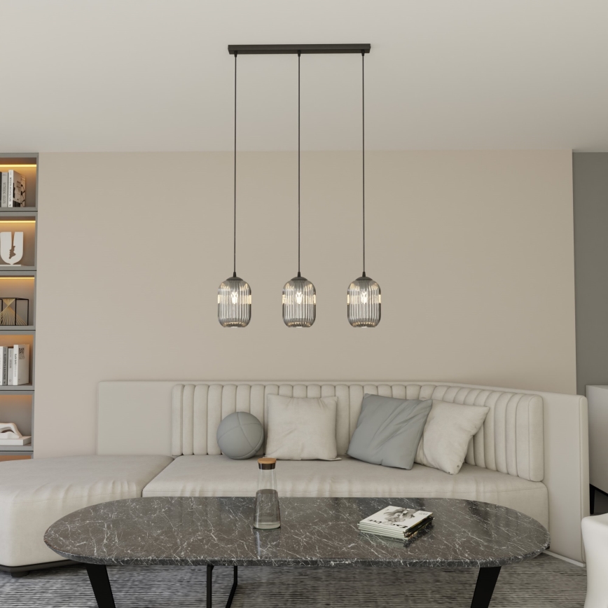 Suspension filaire VERDI 3xE27/15W/230V noir/gris