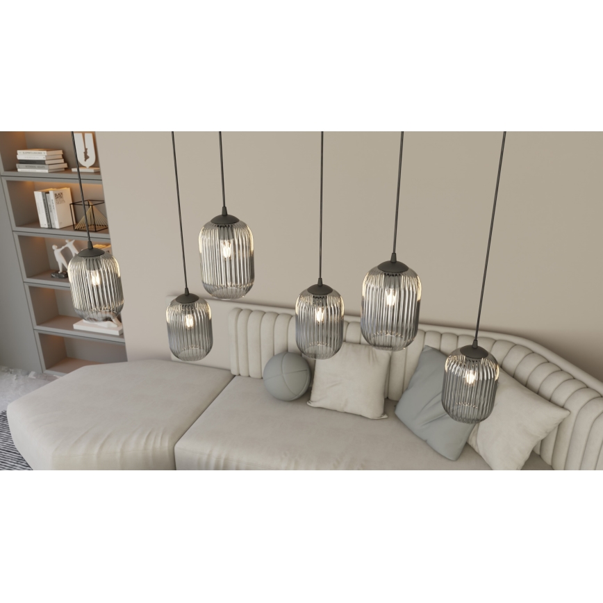 Suspension filaire VERDI 3xE27/15W/230V noir/gris