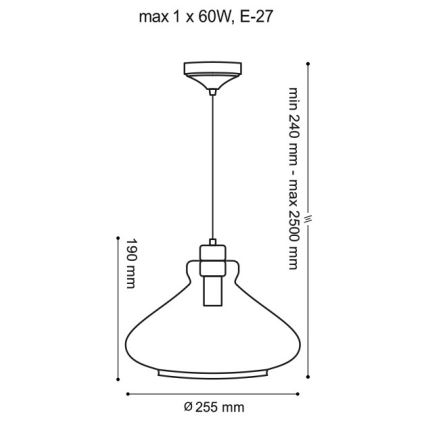 Suspension avec fil VETRO 1xE27/60W/230V
