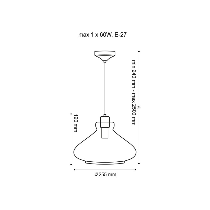 Suspension avec fil VETRO 1xE27/60W/230V