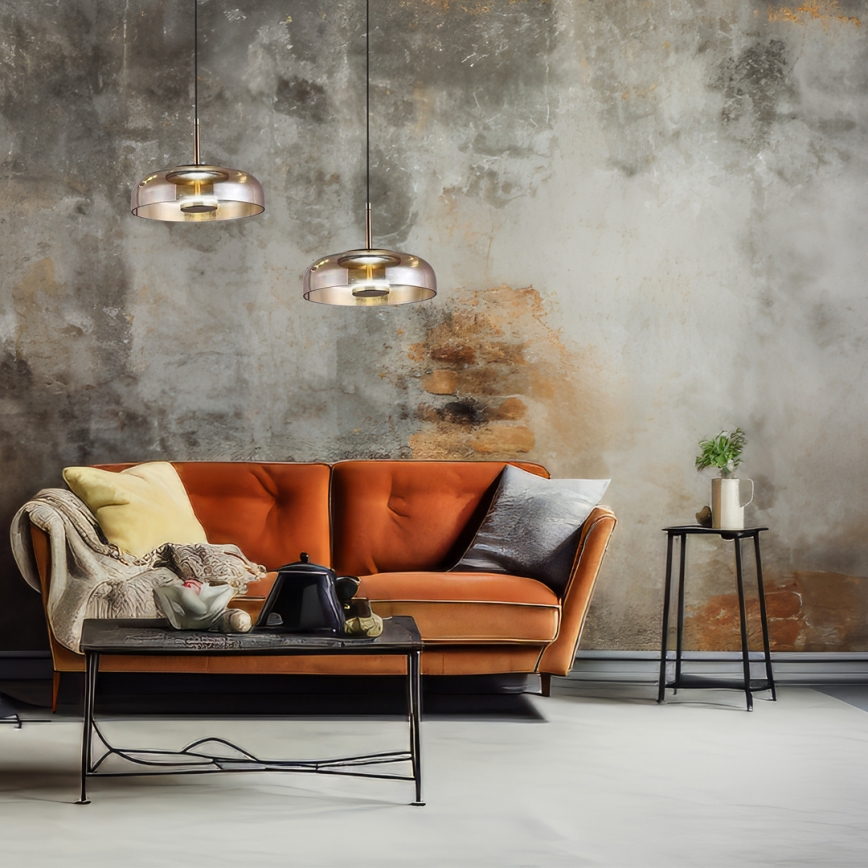 Suspension filaire VETRO LED/6W/230V d. 23 cm beige/noir