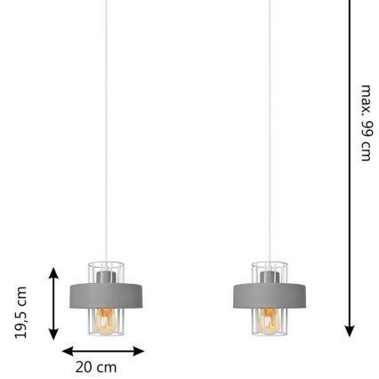 Suspension filaire VOLTA 2xE27/15W/230V gris