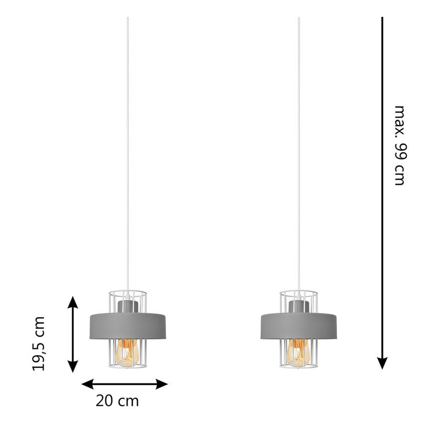 Suspension filaire VOLTA 2xE27/15W/230V gris