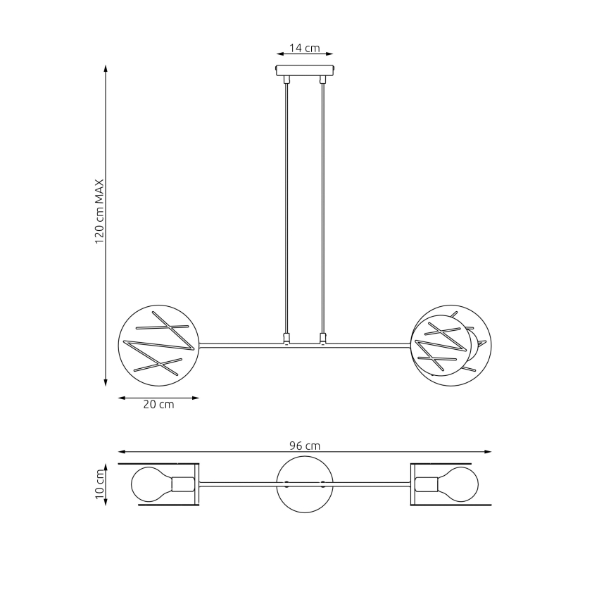 Suspension filaire XOTIC 2xE27/15W/230V noir
