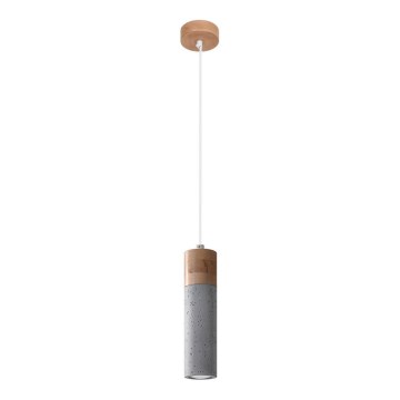 Suspension filaire ZANE 1xGU10/40W/230V béton/Bouleau/hêtre