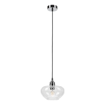 Suspension FLO sur câble 1xE27/15W/230V, chrome brillant / transparent