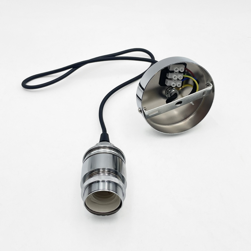Suspension FLO sur câble 1xE27/15W/230V, chrome brillant / transparent