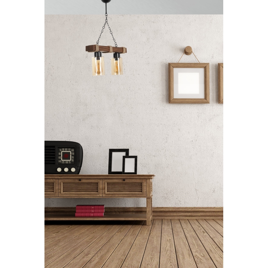 Suspension JASMIN 2xE27/40W/230V marron/beige