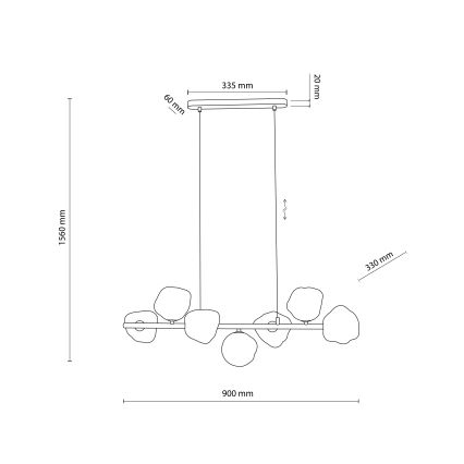 Suspension LAVA sur câble 7xG9/8W/230V bronze/beige fumé