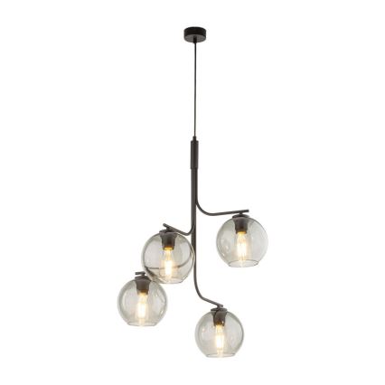 Suspension LED à câble CESAR 4xE27/15W/230V noir/gris fumé