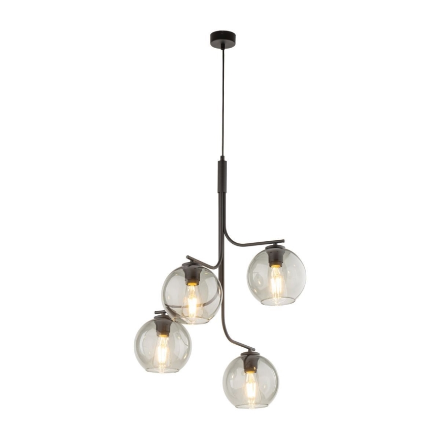 Suspension LED à câble CESAR 4xE27/15W/230V noir/gris fumé