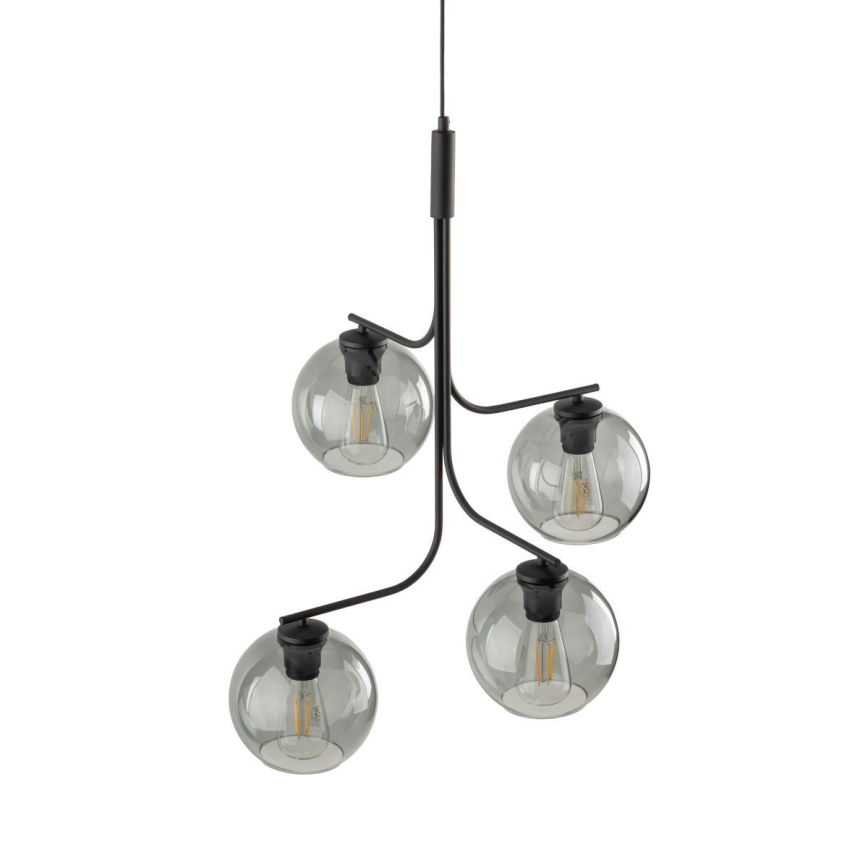 Suspension LED à câble CESAR 4xE27/15W/230V noir/gris fumé