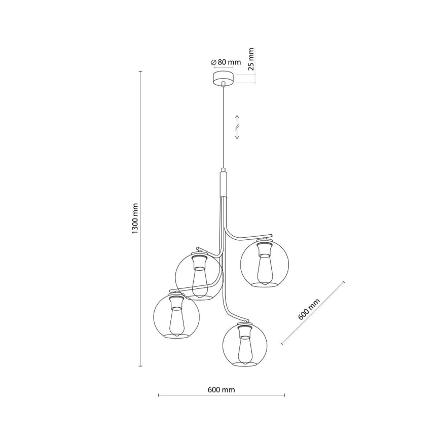 Suspension LED à câble CESAR 4xE27/15W/230V noir/gris fumé