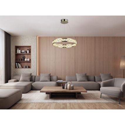 Lustre en cristal LED dimmable suspendu sur câble ENRIQUE LED/55W//230V 3000-6000K Ø 80 cm + télécommande