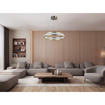 Lustre en cristal LED dimmable suspendu sur câble ENRIQUE LED/55W//230V 3000-6000K Ø 80 cm + télécommande