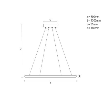 Suspension LED dimmable sur câble, 55W/230V, 3000-6500K, Ø 60 cm + télécommande incluse