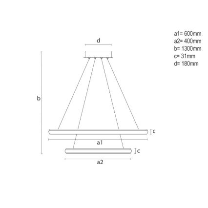Suspension LED dimmable sur câble, 90W/230V, 3000-6500K, Ø 60 cm + télécommande