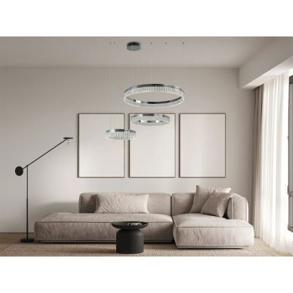 LED dimmable lustre en cristal suspendu sur câble THALIA LED/120W/230V 3000-6000K + télécommande