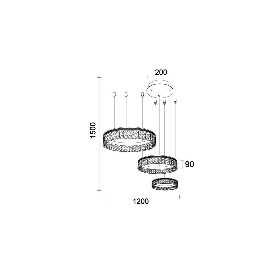 LED dimmable lustre en cristal suspendu sur câble THALIA LED/120W/230V 3000-6000K + télécommande