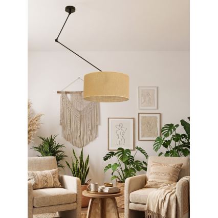 Suspension LED réglable sur tige GORTA 1xE27/60W/230V jute