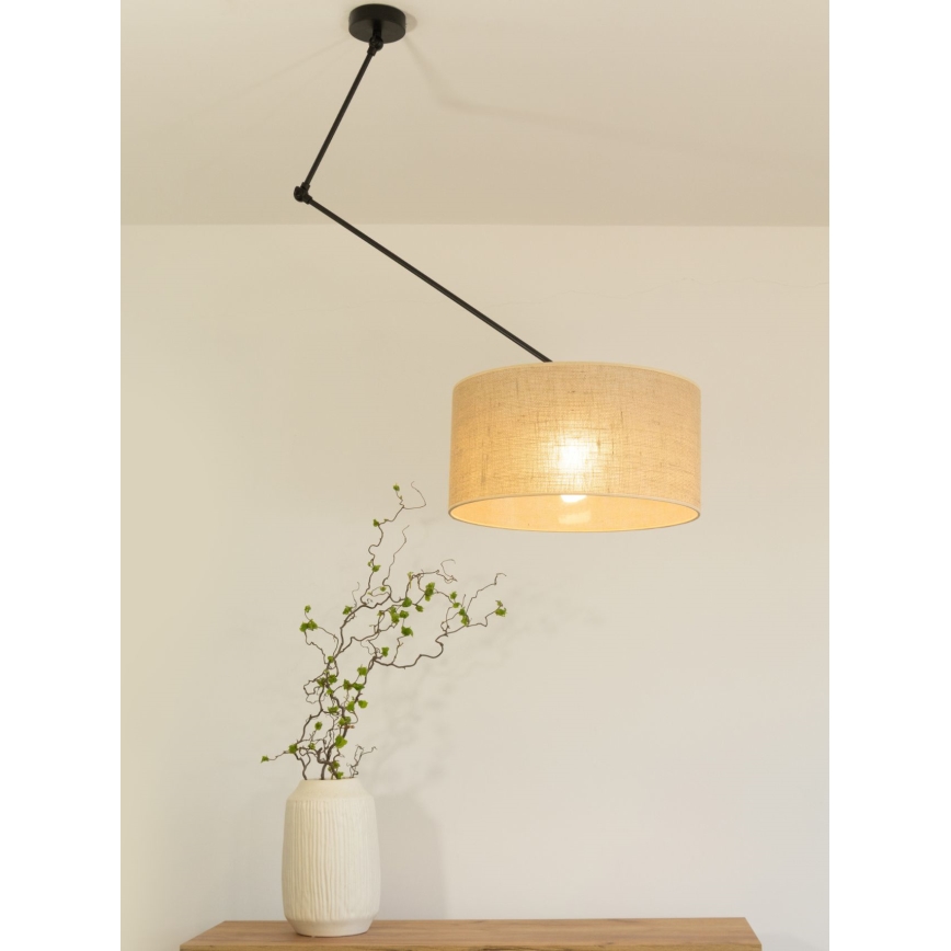 Suspension LED réglable sur tige GORTA 1xE27/60W/230V jute