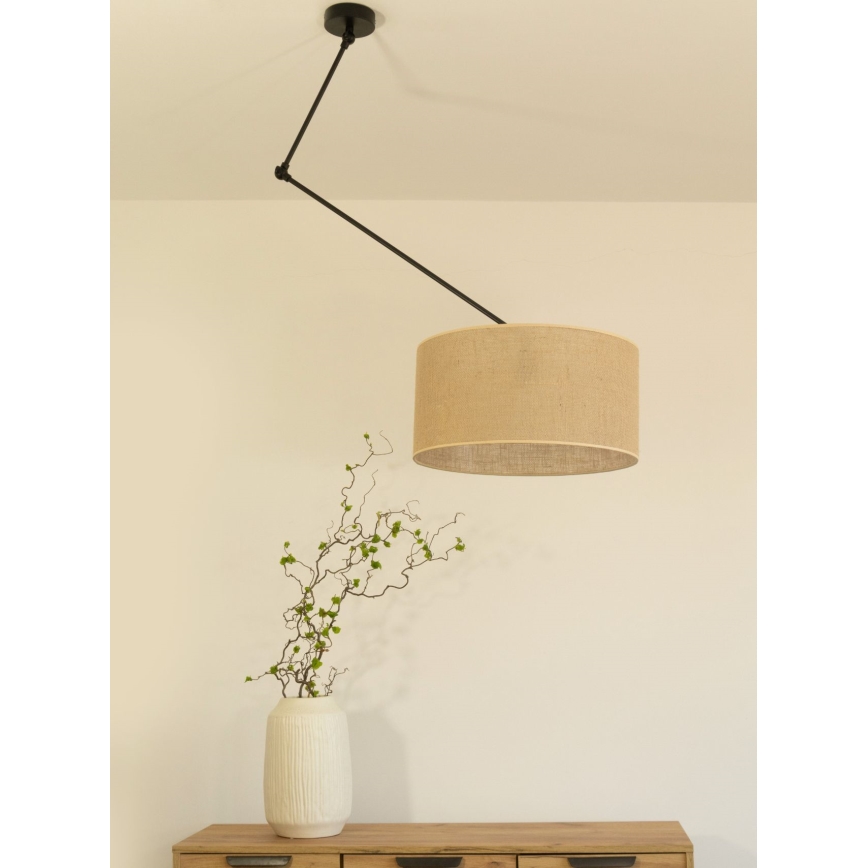 Suspension LED réglable sur tige GORTA 1xE27/60W/230V jute