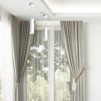 Suspension LED RGBW dimmable pour salle de bains sur câble TURYN 1xGU10/4,8W/230V 3000K IP44 blanche + télécommande