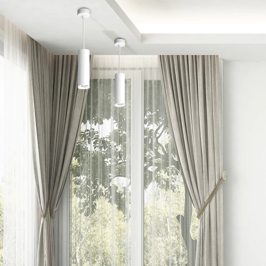 Suspension LED RGBW dimmable pour salle de bains sur câble TURYN 1xGU10/4,8W/230V 3000K IP44 blanche + télécommande