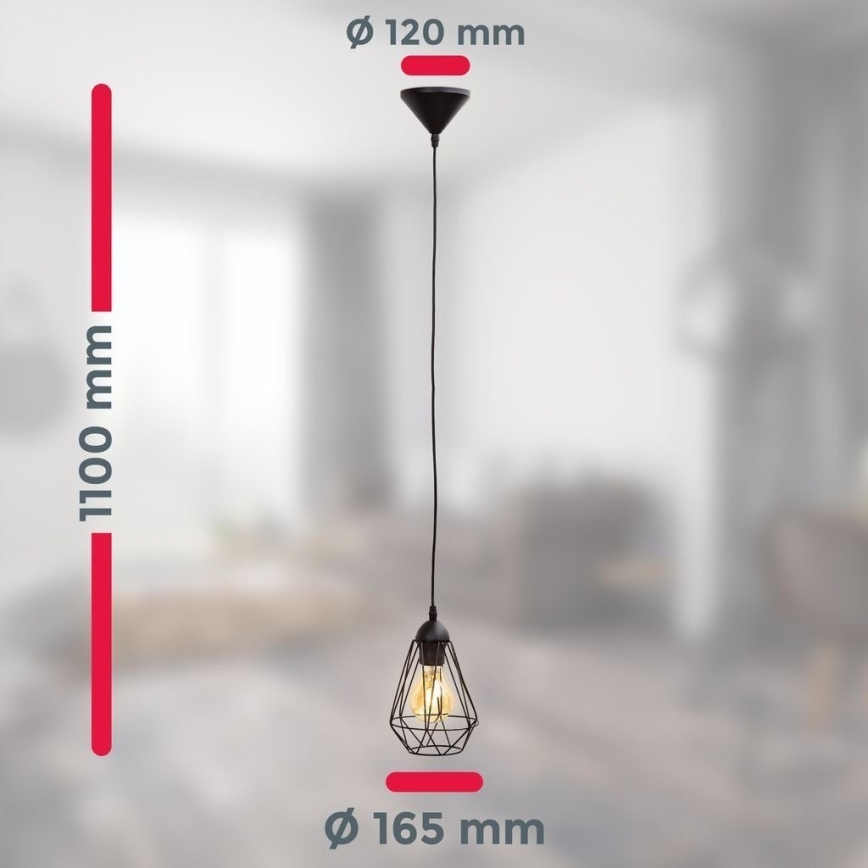 Suspension LED sur câble 1xE27/6,5W/230V 2500K noire