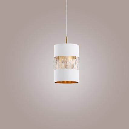 Suspension LED sur câble BOGART 1xE27/15W/230V blanc/or